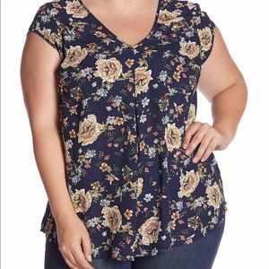 Floral Blue Plus Top